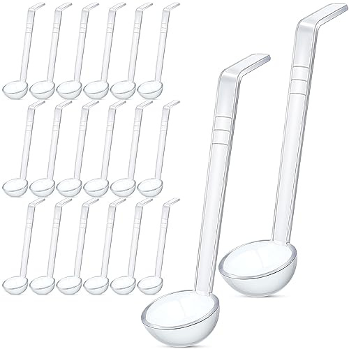 Tioncy 20 Pcs 1 oz Plastic Small Ladles with 7 Inches Long Handle, Mini Ladle for Serving Salsa Sauce Dressing Punch Bowl Sauces and Toppings (Clear)
