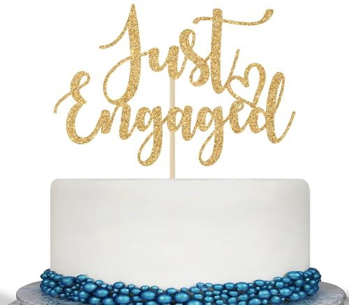 Just Engaged Cake Topper for Engagement Party Decorations, We're Engaged Cake Toppers, Wedding Engagement Bachelorette Party Decorations Gold Glitter