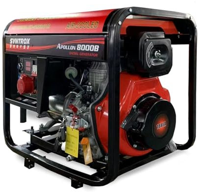 Syntrox Stromerzeuger, Generator, Aviro 380V, Dreiphasig, Elektrostart, Diesel, 5,5 kW, 220/380 Volt, 50 Hz, Diesel Notstromgenerator; Camping, Umweltfreundlich, Powerstation