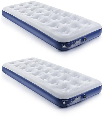 QDH Camping Air Mattress Inflatable Air Bed Flocked Surface Travel Bed Sleeping Pad Air Bed for Outdoor Camping Tent Guest Travelling(2 PCS)