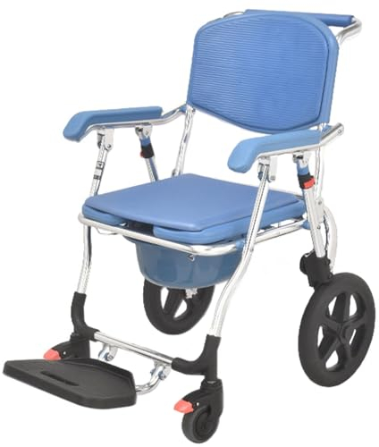 XZLZMYP Toilettenstuhl Mit Wheel Höhenverstellbarer Klappbarer Tragbarer Pflege Stuhl Multifunktion Nachtstuhl WC-Stuhl Mit rutschfeste Gummifüße Duschstuhl Töpfchenstuhl,C