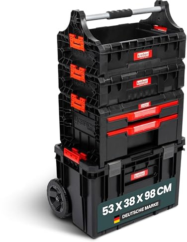 Kreher - Ensemble de 9 chariots à outils, taille XL, servante d'atelier, série ausQ-Brick avec de nombreux accessoires l x p x h en cm : 53 x 38 x 98 cm