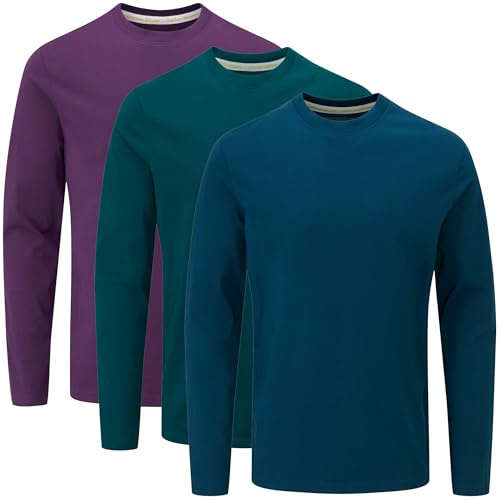 Charles Wilson 3 Pack Long Sleeved Plain Crew Neck T-Shirt (XXL, Core Essentials Type 21)