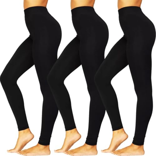 BestSale247 Damen Thermo Leggings (3er Pack) Super Warm Winter Thermo Unterhose Leggins (3er Pack Schwarz, S-M)
