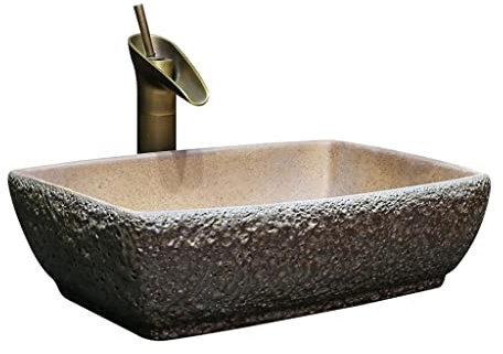 CCYENG Lavabo bajo encimera, Lavabo de baño, Lavabo de Estilo Chino, Lavabo de cerámica Retro, Lavabo de tocador para el hogar, Lavabo de baño