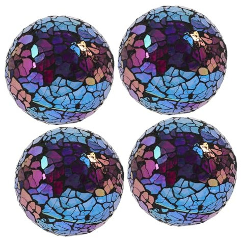 HYTROVE 4stücke Teiliges Glas Dekokugeln Optik Bunte Tisch Vasen-Ornamente Leichte Sphere Balls Für Wohn Hochzeitsdeko Langlebige Ball Crafts