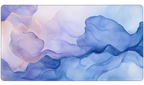 Gaming Mauspad XXL,1200 x 600 x 3mm Mousepad Verlängertes Groß Mauspad Schreibtischauflage,Genähte Kanten Rutschfeste Gummibasis,Verbessert Präzision Geschwindigkeit Home Office Abstraktes Blau L-5610