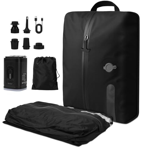 Sacchetti Sottovuoto Professionali da Viaggio con pompa senza fili, Ip67, Riutilizzabili, per Valigie e Zaini, Sacchetto Sottovuoto Salvaspazio, per Viaggi, Leggeri e Durevoli (1PC+Pompa)