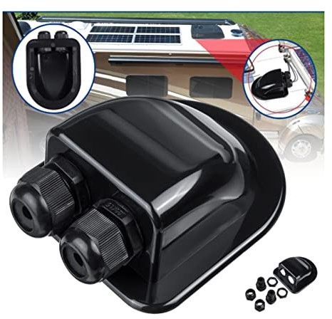 Scatola passacavi a doppio ingresso Pannello solare Tetto Passacavi Passacavi Cavo Camper Bianco Doppio foro RV Accessori for auto for yacht per roulotte, camper, barca, camper(Double Hole Black)