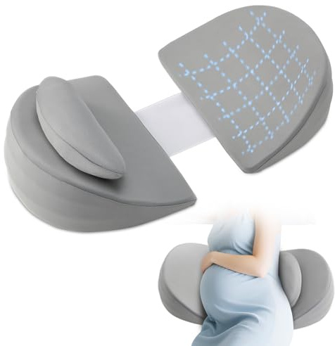BRO Pregnancy Pillows for Sleeping, Memory Foam Maternity Pillow, Wedge Maternity Body Pillow for Pregnant Women Body Support Pillow for Belly, Back, Hips, Legs, Detachable Pillows Cover, Grey