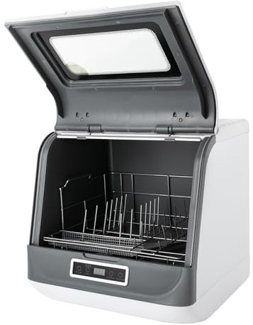 Lavastoviglie da tavolo, 800 W, mini lavastoviglie con 3 modalità di lavaggio, asciugatura e finestra e filtro estraibile, in acciaio inox PP/ABS, per appartamenti, dormitori e camper (bianco)
