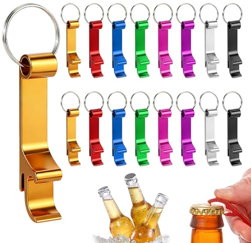 Portachiavi con Apribottiglie e artiglio per lattine, 24 Pezzi in Aluminium Personalizzato - Ideale per birra, soda e bevande, Durevole e Pratico per Feste, Viaggi o Uso Quotidiano