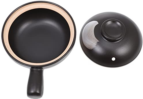 Luxshiny Marmite à Soupe Petite Taille En Céramique Noire Gris Marbré Couvercle, Cocotte Résistant à La Chaleur, Ustensile De Cuisson Léger, Pour 1 Personne, Cuisson De Soupe Et Riz