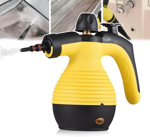 CHENCOO Nettoyeur Vapeur Multifonction 1050 W, Nettoyeur Vapeur portatif, avec 9 Accessoires, Rotation à 360°, Nettoyage sans Fil, pour canapé/Voiture,A