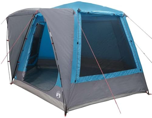 vidaXL Campingzelt Blau 420 x 420 x 227 cm Polyester, Abenteuerzelt, wasserdichtes Material, langlebiger Schutz, Familien-Camping-Dome für Ausflüge im Freien