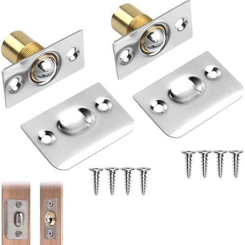 2PCS Heavy-Duty Spring Roller Ball Door Latches - Stainless Steel Adjustable Furniture Closers with Screws, Ball Door Catches for Internal Doors，Fit for Wardrobe, Closet, Cupboard & Drawer