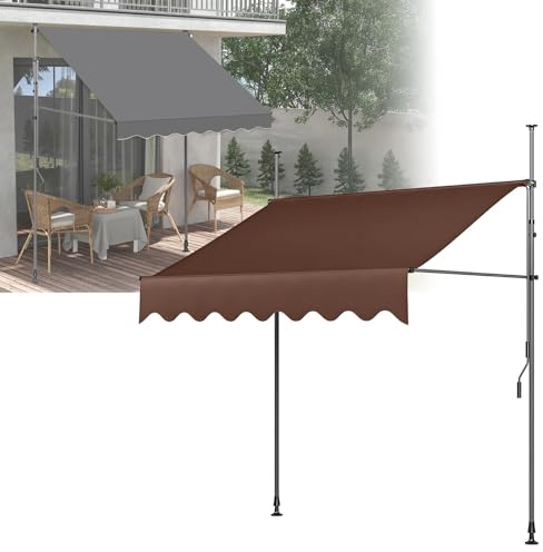Verstellbare Outdoor-Markise mit Kurbel, wasserdicht, UV-beständig, Baldachin für Balkon, Garten & Terrasse, vielseitiges Klemm-Design für Ecken und Höhenflexibilität