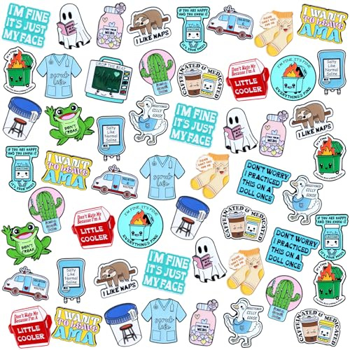 Landical 60 Pcs Funny Nurse Enamel Pins for Backpacks Nursing Badge Brooch Pins Gifts for RN Paramedic Doctor Accessories(Nurse)