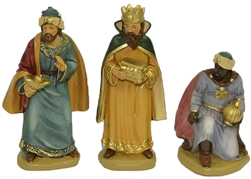 COSE DA CASA Set 3 Re Magi Presepe Melchiorre Gaspare Baldassarre Altezza max11 cm statuine in Poliresina colorata Personaggi sotteggi natalizi
