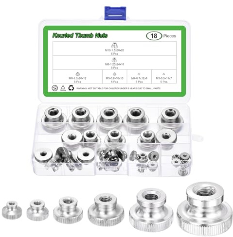 QUARKZMAN 30 Stück Rändelmuttern Rändelräder M3 M4 M5 M6 M8 M10 Runde Griffschrauben Mit Vernickelten Einstellbaren Rändelmutter Befestigungselementen Für 3D-Drucker Teile Silber