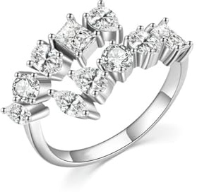 Whoiy Hochzeitsringe Platin Moissanite, Ehering 950 Echtgold Trauringe Elegant Damenringe Größe 63 (20.1)