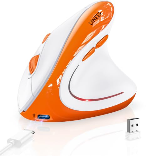 Uineer Souris Ergonomique Verticale sans Fil, Bluetooth et 2,4 GHz | Silencieuse et Rechargeable, Éclairage RGB, DPI Réglable, Confort Amélioré, Compatible PC et Mac