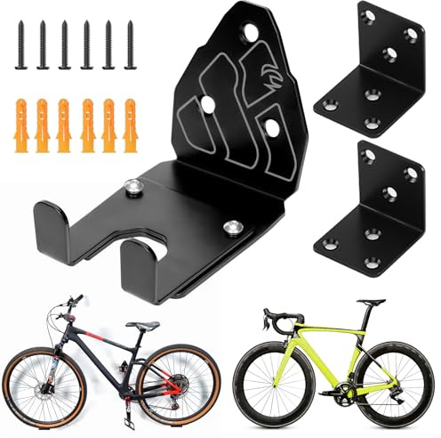Desing Wish Regolabile Portabici da Muro Supporto Gancio Bici da Muro Ganci Bicicletta Parcheggio Supporto Orizzontale Parete Risparmiare Spazioper per Garage Casa E-bike MTB Bici da Corsa Accessori