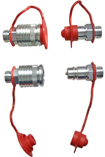 Set Hydraulik- Steckkupplungen 2x Muffe 2x Stecker 10L + 4x Staubschutz rot