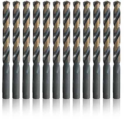 Drill America - KFD3/16P12 3/16 High Speed Steel Black & Gold KFD Split Point Drill Bit (Pack of 12), KFD Series