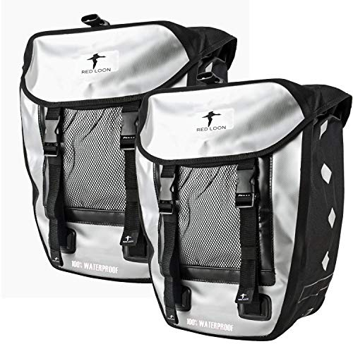 Red Loon Fahrrad Gepäckträgertasche Fahrradtasche Packtasche Pro Double Silber/schwarz - Fahrradtasche Gepäckträger - 18L Fahrrad Taschen hinten - Doppeltasche mit Tragegriff