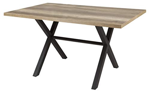 Hela Tische, Esstisch Küchentisch Bonny, Dekor Wildeiche, Melaminbeschichtung, Metall-X-Gestell Anthrazit, 140x90x75cm