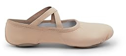 Capezio Hanami Canvas Split Sole Ballet Shoes for Girls Women No Drawstring Leather Sole Elasticated Flat Ballet Shoes for Dance Yoga Gymnastics 2037 Light Pink 8 UK