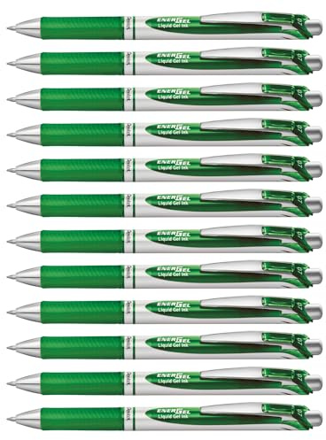Pentel EnerGel XM BL77 Gelschreiber mit Druckmechanik, grün (12 Stück)
