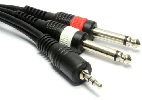 kenable Shielded 3.5mm Stereo Jack to 2 x 6.35mm Mono Jack Cable for Mixers Amplifiers Audio Equipment 30cm Black