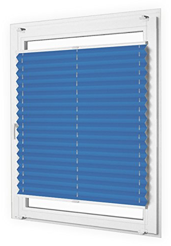 Sun World Plissee nach Maß, Klemmfix, ohne Bohren, deutsche Wertarbeit, 25 Farben (Farbe: Blau, Höhe: 211-220cm, Breite: 91-100cm)