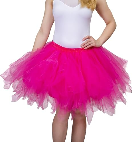 Dancina Damen Petticoat 50er Jahre Retro Tutu Tüllrock Normale und Große Größen, Pink, Gr. 36-40