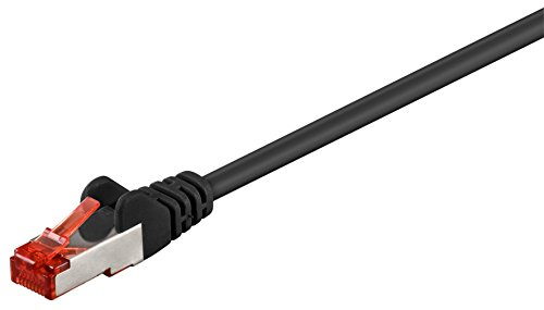 Goobay 92745 CAT 6 Kabel Lan Netzwerkkabel für Gigabit Ethernet S-FTP doppelt geschirmtes Patchkabel mit RJ45 Stecker, 1m, Schwarz