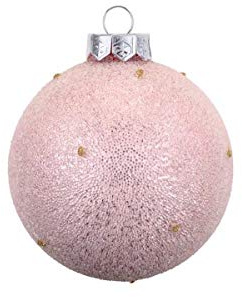 Gift Company Christbaumschmuck Christbaumkugel Deko Hänger aus Glas mit Perlen 8 cm Farbe Blush