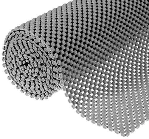 Multipurpose Non-Slip Mat, Grid Pattern PVC Non-adhesive Grip Shelf Liner Anti-slip Mat Drawer Liner Bathroom Kitchen Waterproof Floor for Home&Office,Cars,Caravans-200x50x0.3cm(Dark Grey)