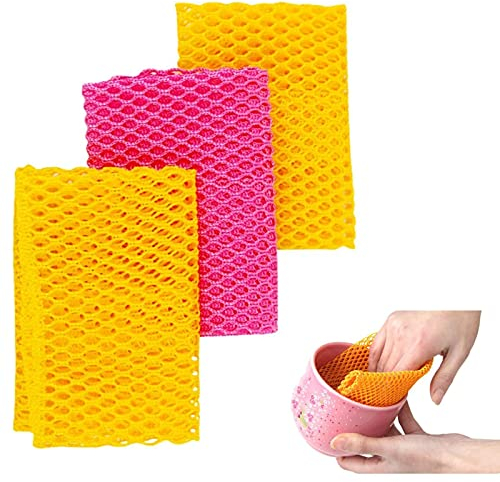Innovative Dish Washing Net Cloths/Scourer - 100% Odor Free/Quick Dry - No More Sponges with Mildew Smell - Perfect Scrubber for Washing Dishes - 11 by 11 inches - 3PCS