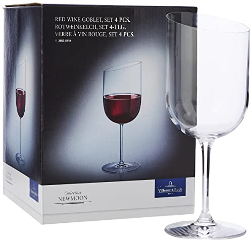 Villeroy & Boch Newmoon Copa Vino Tinto Juego De 4 Claro, Apto Para Lavavajillas, Juego Copas De Vino, Set Copas Para Vino, Copas Vino Tinto Cristal Grandes, Vidrio De Cristal