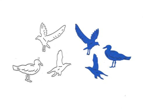 Stanzenshop Stanzschablone Drei Möwen, Tiere, Vögel, Meer, Stanzformen, Schablonen, Scrapbooking, Kartenherstellung, DIY, Prägeschablonen, Papierkarten, Cutting Dies