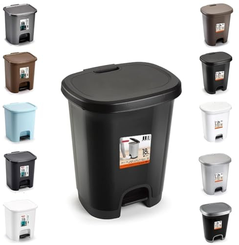 plastific 18L Slim Pedal Bin, Soft Close Step Trash Can for Kitchen & Home