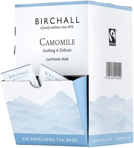 Birchall Tea Bags, Camomile Tea, Pure Camomile Herbal Tea for Calming the Mind and Body, Box of 250 Enveloped Plant-Based Tea Bags