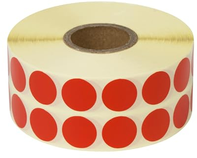 Prolac Markierungspunkte – 4000 Stück Bunte Klebepunkte auf Rolle, 15x15 - Rot