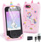 BAISIQI Kids Phone for Girls, Toddler Unicorn Phone Toys for 3 4 5 6 7 8 Year Old Girls, Christmas Birthday Gifts Learning Toys for Kids Age 3-8, Dual Camera Phone with Music Player-Pink