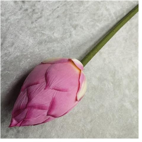 Künstlich Seerose 4 Stück gefälschte Einzelstiel-Lotusblütenknospe, grünes Blatt, Fruchtsimulation for Hochzeit, Zuhause, dekorative künstliche Blume (Color : Pink 03 Bud)