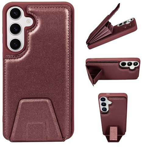 YDIJCYAN Fodral för Samsung Galaxy S22 Plus Plus / S22+, Flip PU Läderfodral Plånbok Fodral för Galaxy S22 Plus, med Kortplatser, Mobilhållare【Rött Vin】