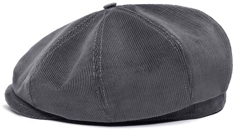 Sterkowski Shelby | 100% Baumwollkord Schiebermütze für Herren und Damen | Luftdurchlässige Luftig 8 Panel Newsboy Cap