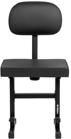 STRICH Klavierbank höhenverstellbar mit Rückenlehne – Sitzbank für E-Piano & Keyboard, gepolsterter Sitz, Schwarz, Modell SPB-M50S (Kunstleder)